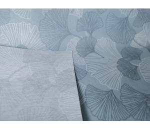 Textilwachstuch - Blätter taubenblau